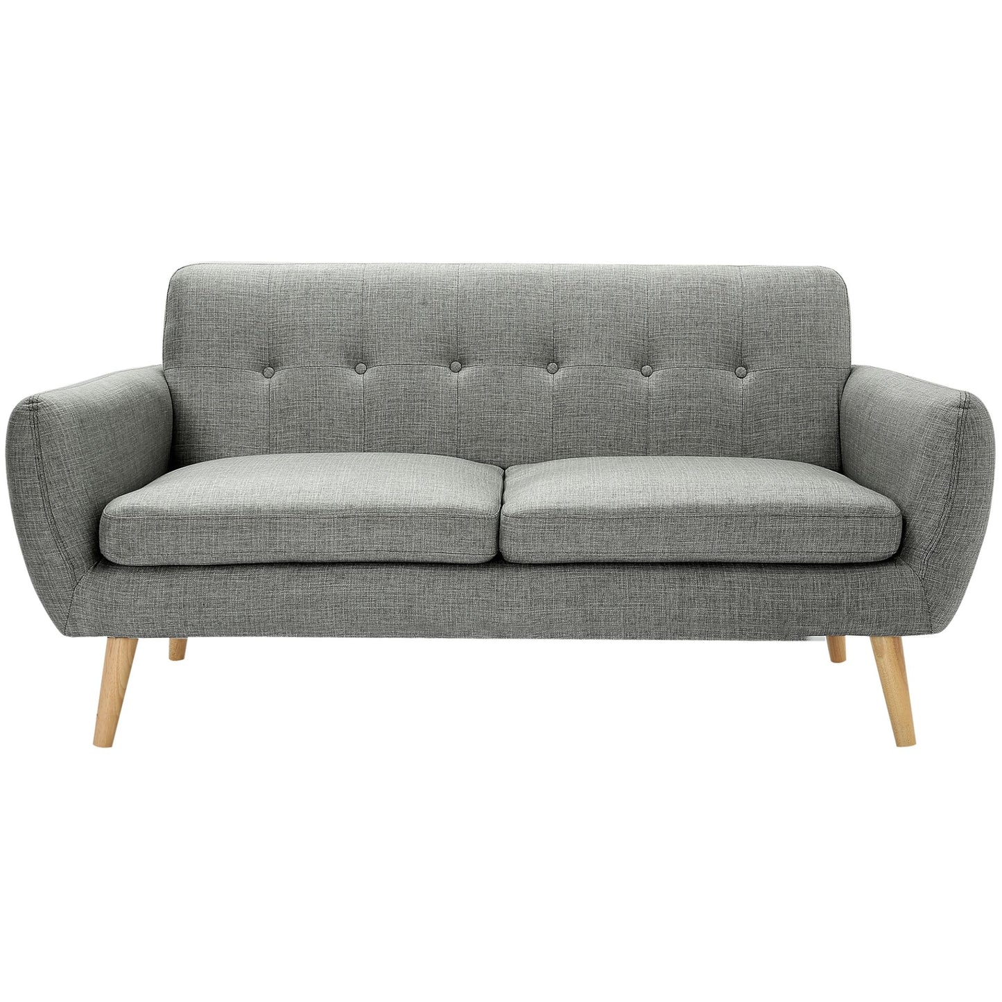 Dane 3 Seater Fabric Upholstered Sofa Lounge Couch - Mid Grey - Cosy Abode