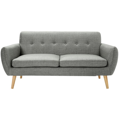 Dane 3 Seater Fabric Upholstered Sofa Lounge Couch - Mid Grey - Cosy Abode
