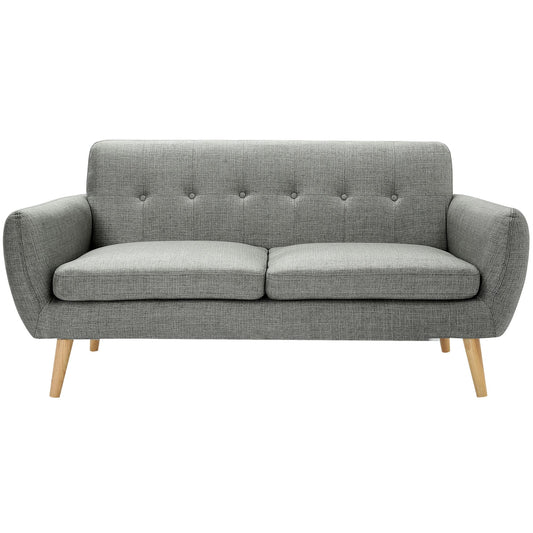Dane 3 Seater Fabric Upholstered Sofa Lounge Couch - Mid Grey - Cosy Abode