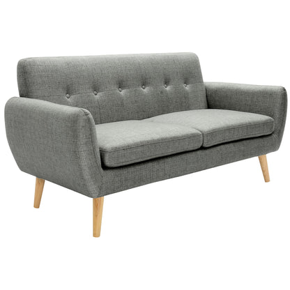 Dane 3 Seater Fabric Upholstered Sofa Lounge Couch - Mid Grey - Cosy Abode
