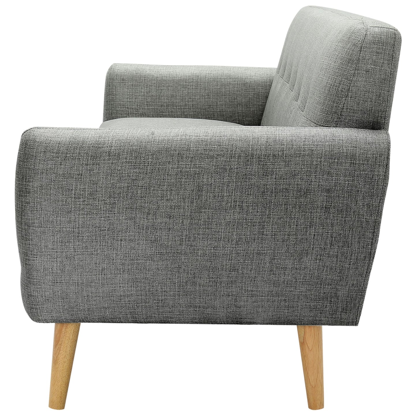 Dane 3 Seater Fabric Upholstered Sofa Lounge Couch - Mid Grey - Cosy Abode