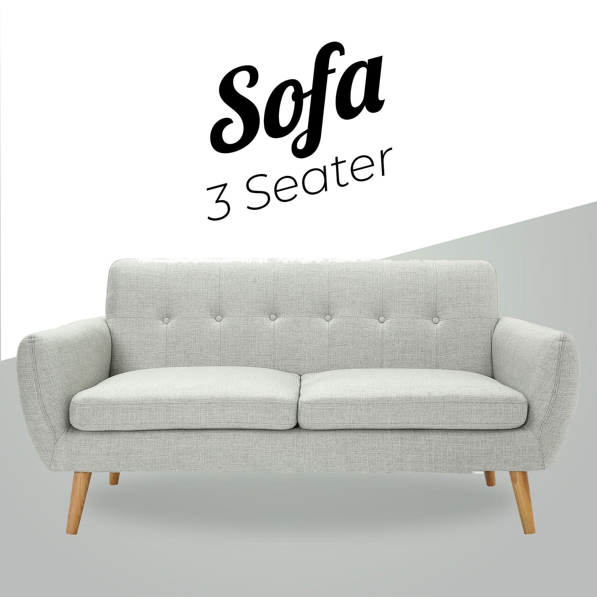 Dane 3 + 1 + 1 Seater Fabric Upholstered Sofa Armchair Lounge Couch - Light Grey - Cosy Abode