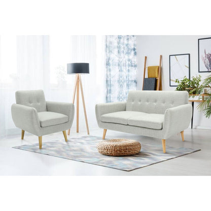 Dane 3 + 1 Seater Fabric Upholstered Sofa Armchair Lounge Couch - Light Grey - Cosy Abode
