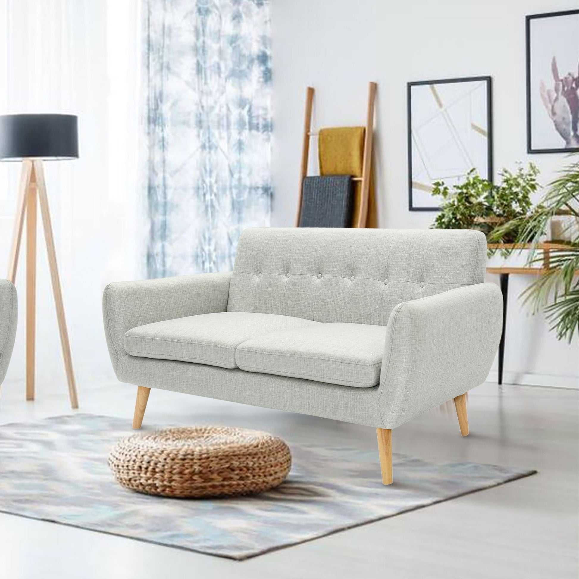 Dane 3 Seater Fabric Upholstered Sofa Lounge Couch - Light Grey - Cosy Abode