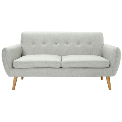 Dane 3 Seater Fabric Upholstered Sofa Lounge Couch - Light Grey - Cosy Abode
