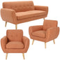 Dane 3 + 1 + 1 Seater Fabric Upholstered Sofa Armchair Lounge Couch - Orange - Cosy Abode