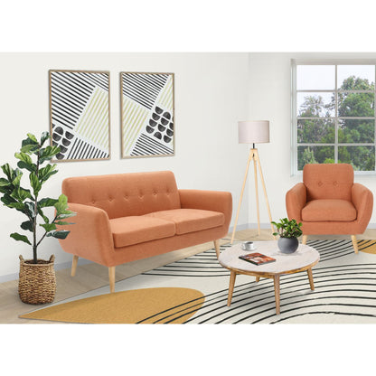 Dane 3 + 1 + 1 Seater Fabric Upholstered Sofa Armchair Lounge Couch - Orange - Cosy Abode