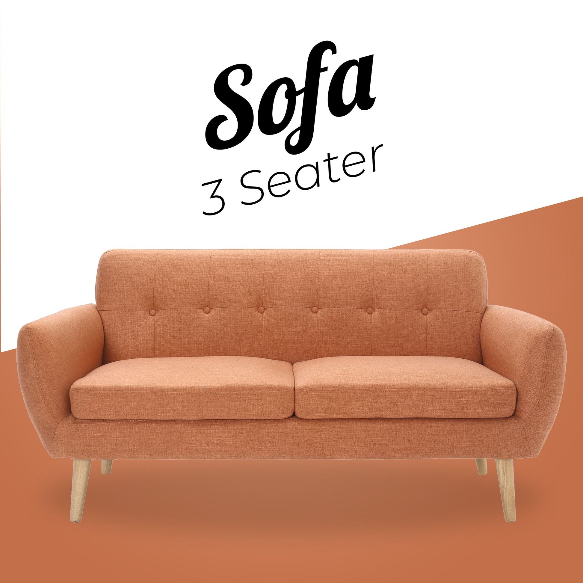 Dane 3 + 1 Seater Fabric Upholstered Sofa Armchair Lounge Couch - Orange - Cosy Abode