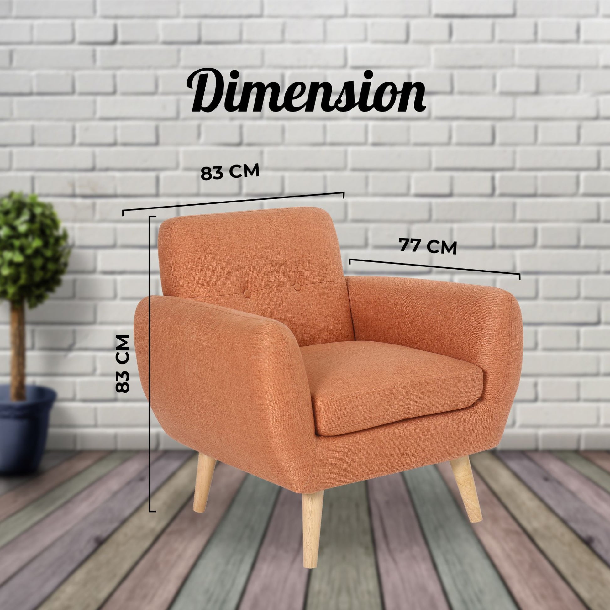 Dane 3 + 1 Seater Fabric Upholstered Sofa Armchair Lounge Couch - Orange - Cosy Abode