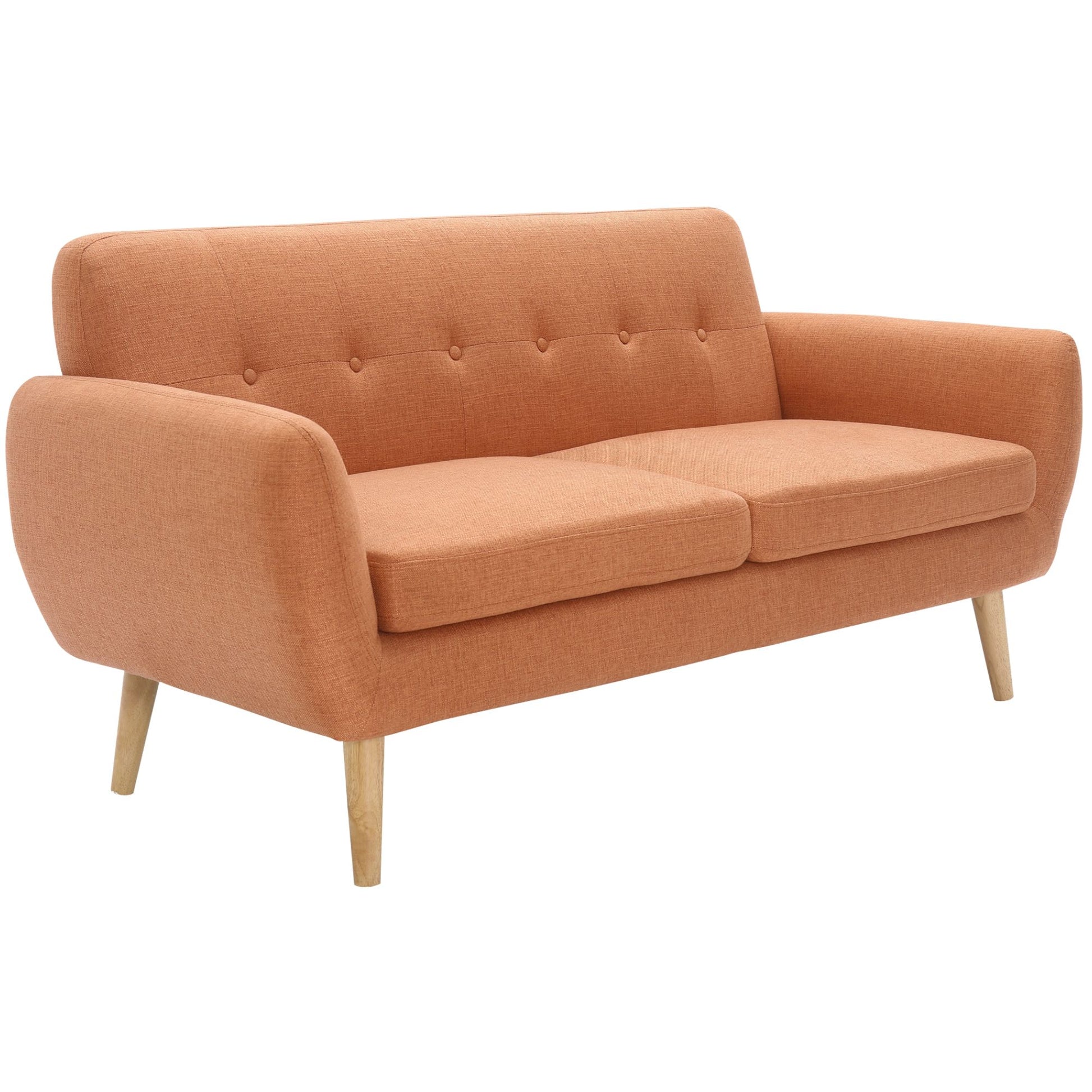 Dane 3 Seater Fabric Upholstered Sofa Lounge Couch - Orange - Cosy Abode