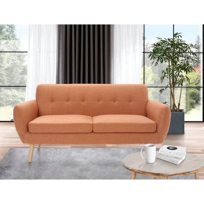 Dane 3 Seater Fabric Upholstered Sofa Lounge Couch - Orange - Cosy Abode