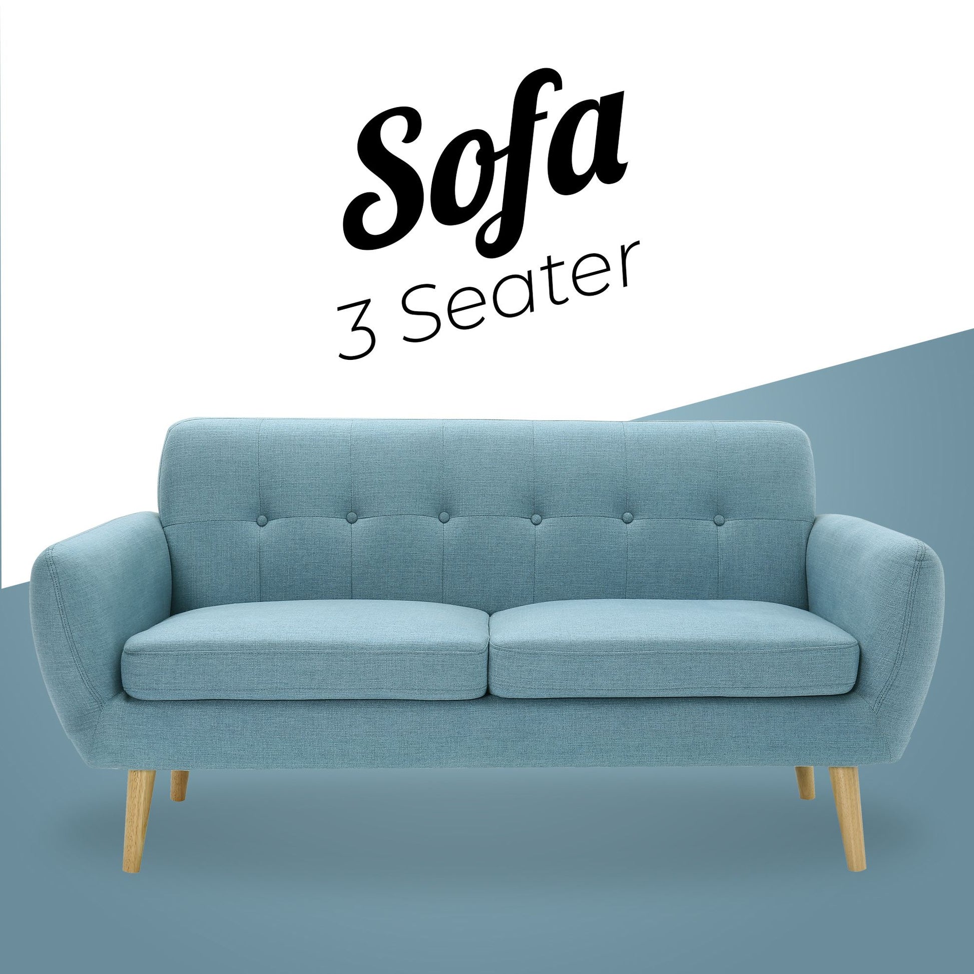 Dane 3 + 1 + 1 Seater Fabric Upholstered Sofa Armchair Lounge Couch - Blue - Cosy Abode