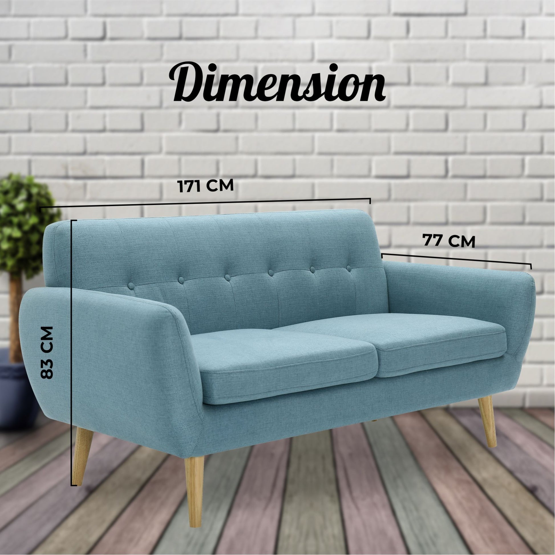 Dane 3 + 1 + 1 Seater Fabric Upholstered Sofa Armchair Lounge Couch - Blue - Cosy Abode