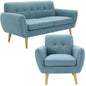 Dane 3 + 1 Seater Fabric Upholstered Sofa Armchair Lounge Couch - Blue - Cosy Abode