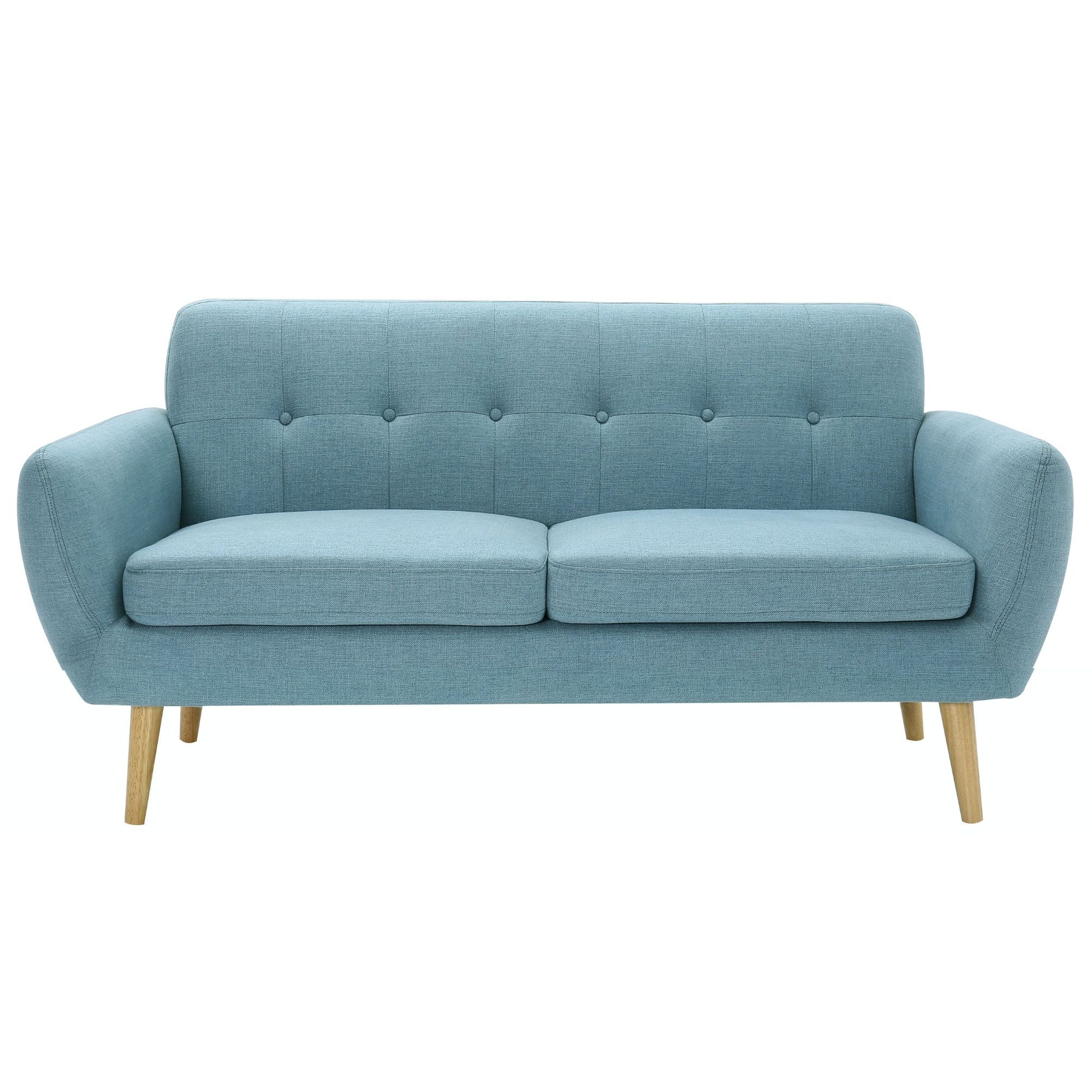 Dane 3 Seater Fabric Upholstered Sofa Lounge Couch - Blue - Cosy Abode