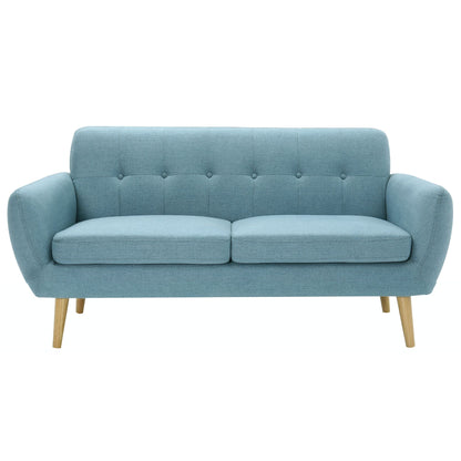 Dane 3 Seater Fabric Upholstered Sofa Lounge Couch - Blue - Cosy Abode