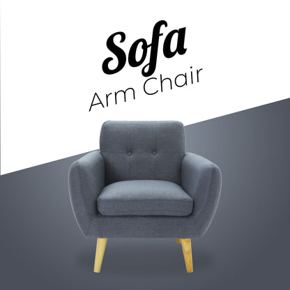 Dane Single Seater Fabric Upholstered Sofa Armchair Set of 2 - Dark Grey - Cosy Abode