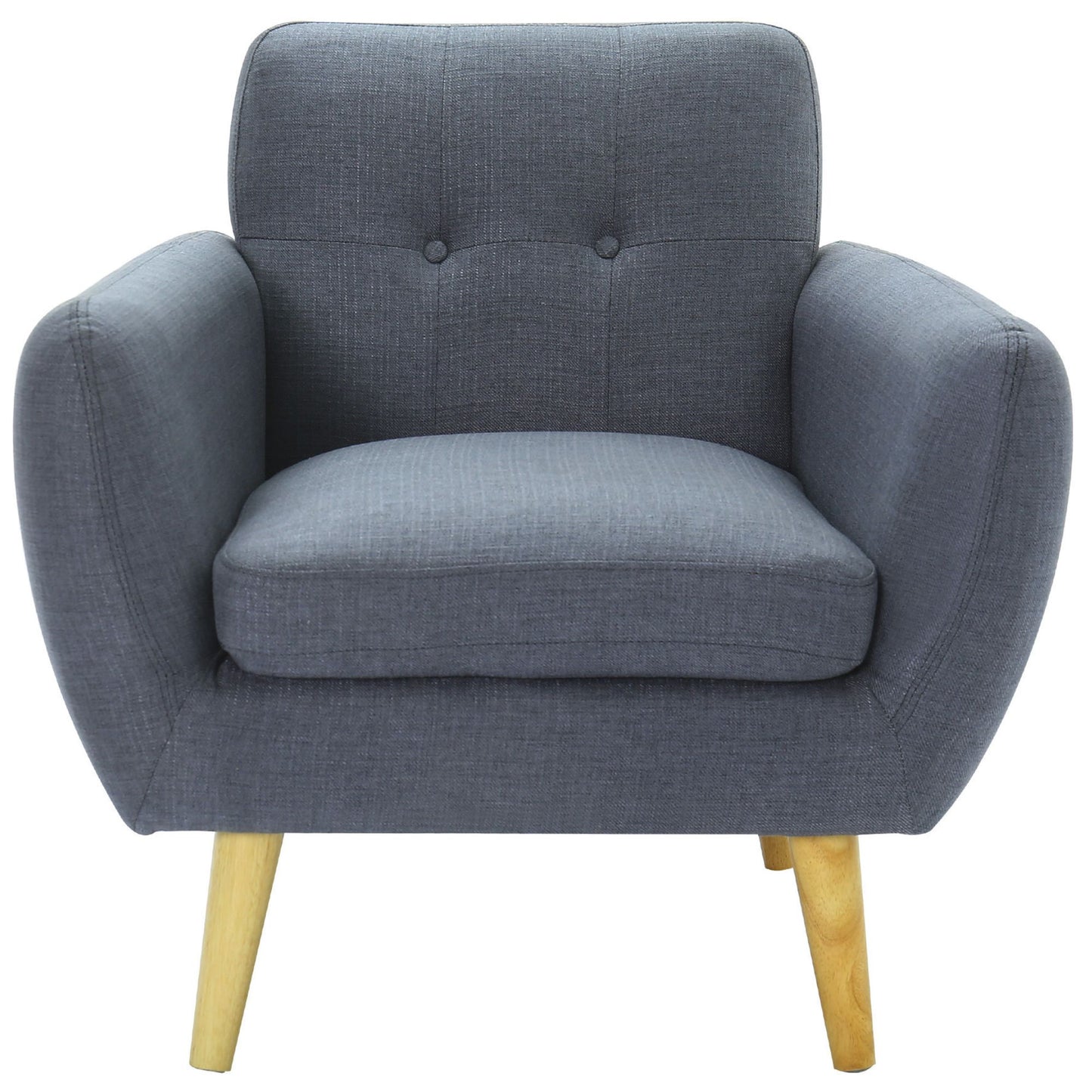 Dane Single Seater Fabric Upholstered Sofa Armchair Lounge Couch - Dark Grey - Cosy Abode