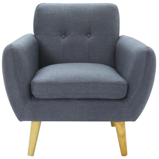 Dane Single Seater Fabric Upholstered Sofa Armchair Lounge Couch - Dark Grey - Cosy Abode