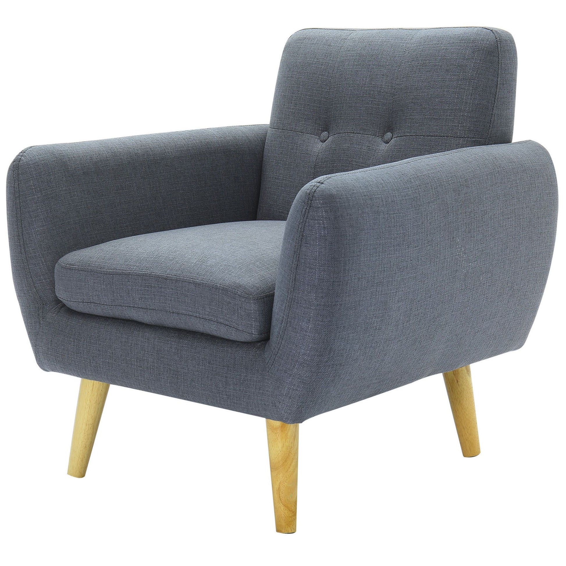 Dane Single Seater Fabric Upholstered Sofa Armchair Lounge Couch - Dark Grey - Cosy Abode