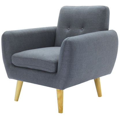 Dane Single Seater Fabric Upholstered Sofa Armchair Lounge Couch - Dark Grey - Cosy Abode