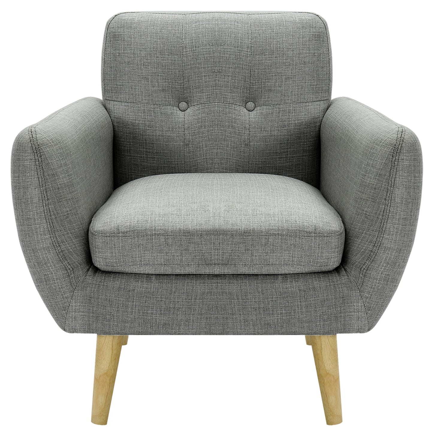 Dane Single Seater Fabric Upholstered Sofa Armchair Set of 2 - Mid Grey - Cosy Abode