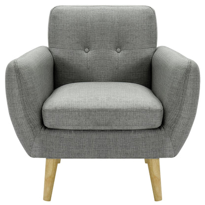 Dane Single Seater Fabric Upholstered Sofa Armchair Set of 2 - Mid Grey - Cosy Abode