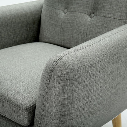Dane Single Seater Fabric Upholstered Sofa Armchair Set of 2 - Mid Grey - Cosy Abode