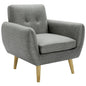 Dane Single Seater Fabric Upholstered Sofa Armchair Lounge Couch - Mid Grey - Cosy Abode