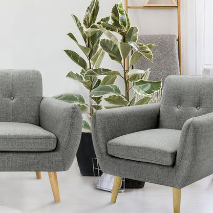 Dane Single Seater Fabric Upholstered Sofa Armchair Lounge Couch - Mid Grey - Cosy Abode