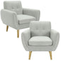 Dane Single Seater Fabric Upholstered Sofa Armchair Set of 2 - Light Grey - Cosy Abode