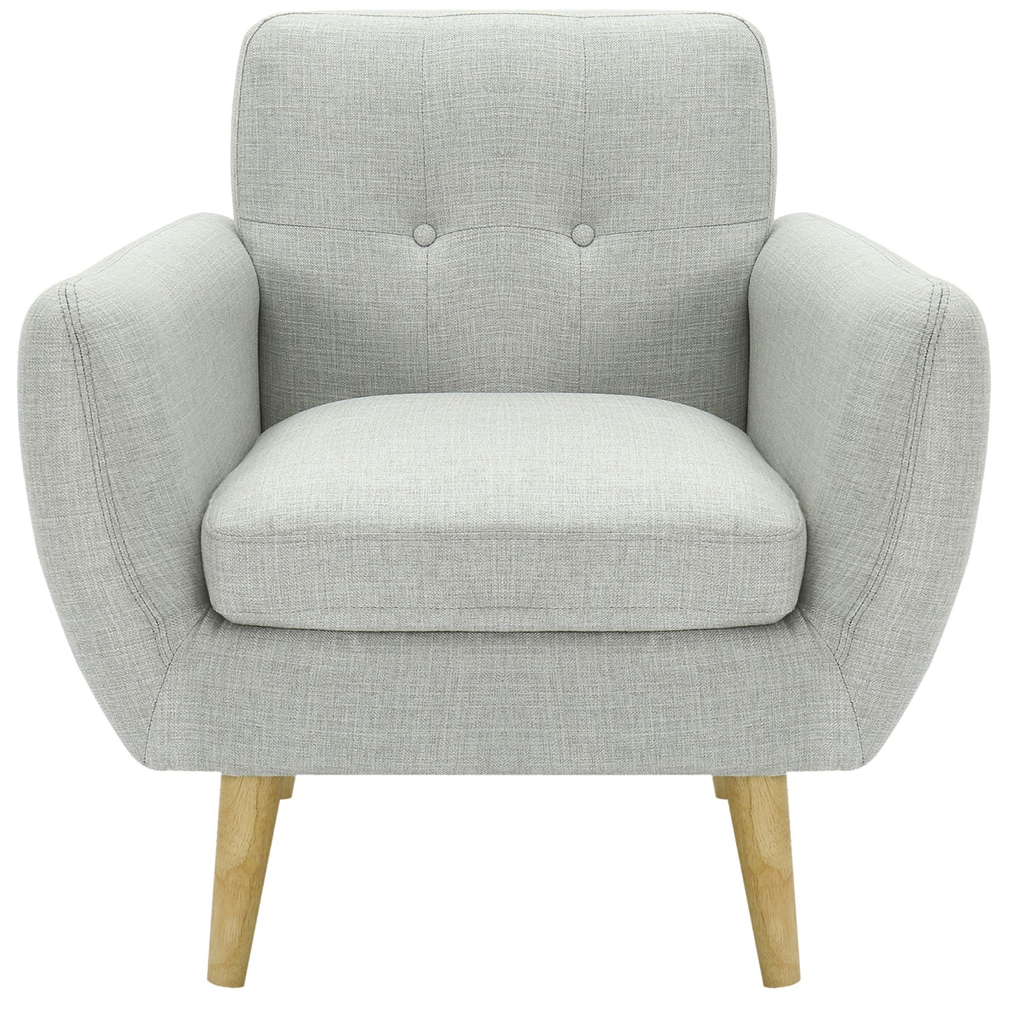 Dane Single Seater Fabric Upholstered Sofa Armchair Set of 2 - Light Grey - Cosy Abode