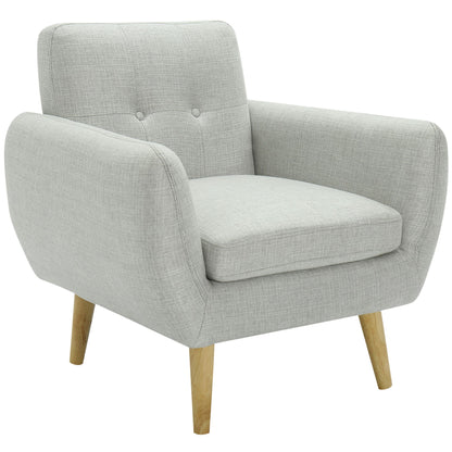 Dane Single Seater Fabric Upholstered Sofa Armchair Lounge Couch - Light Grey - Cosy Abode