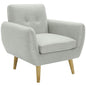Dane Single Seater Fabric Upholstered Sofa Armchair Lounge Couch - Light Grey - Cosy Abode