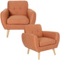 Dane Single Seater Fabric Upholstered Sofa Armchair Set of 2 - Orange - Cosy Abode
