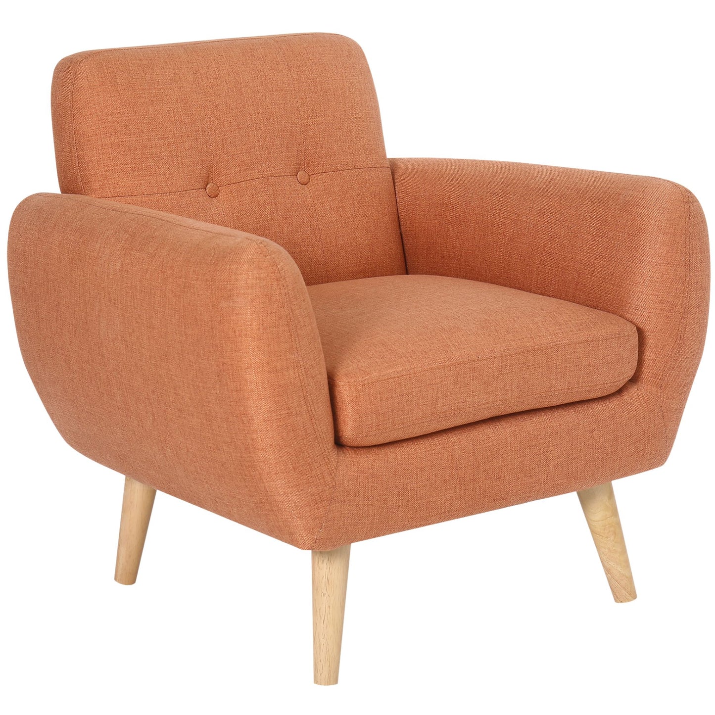 Dane Single Seater Fabric Upholstered Sofa Armchair Lounge Couch - Orange - Cosy Abode