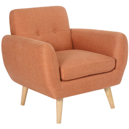 Dane Single Seater Fabric Upholstered Sofa Armchair Lounge Couch - Orange - Cosy Abode