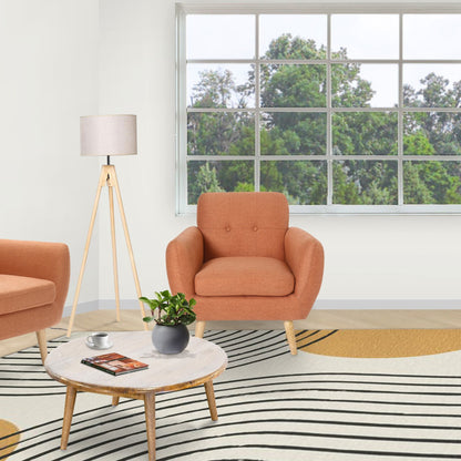 Dane Single Seater Fabric Upholstered Sofa Armchair Lounge Couch - Orange - Cosy Abode