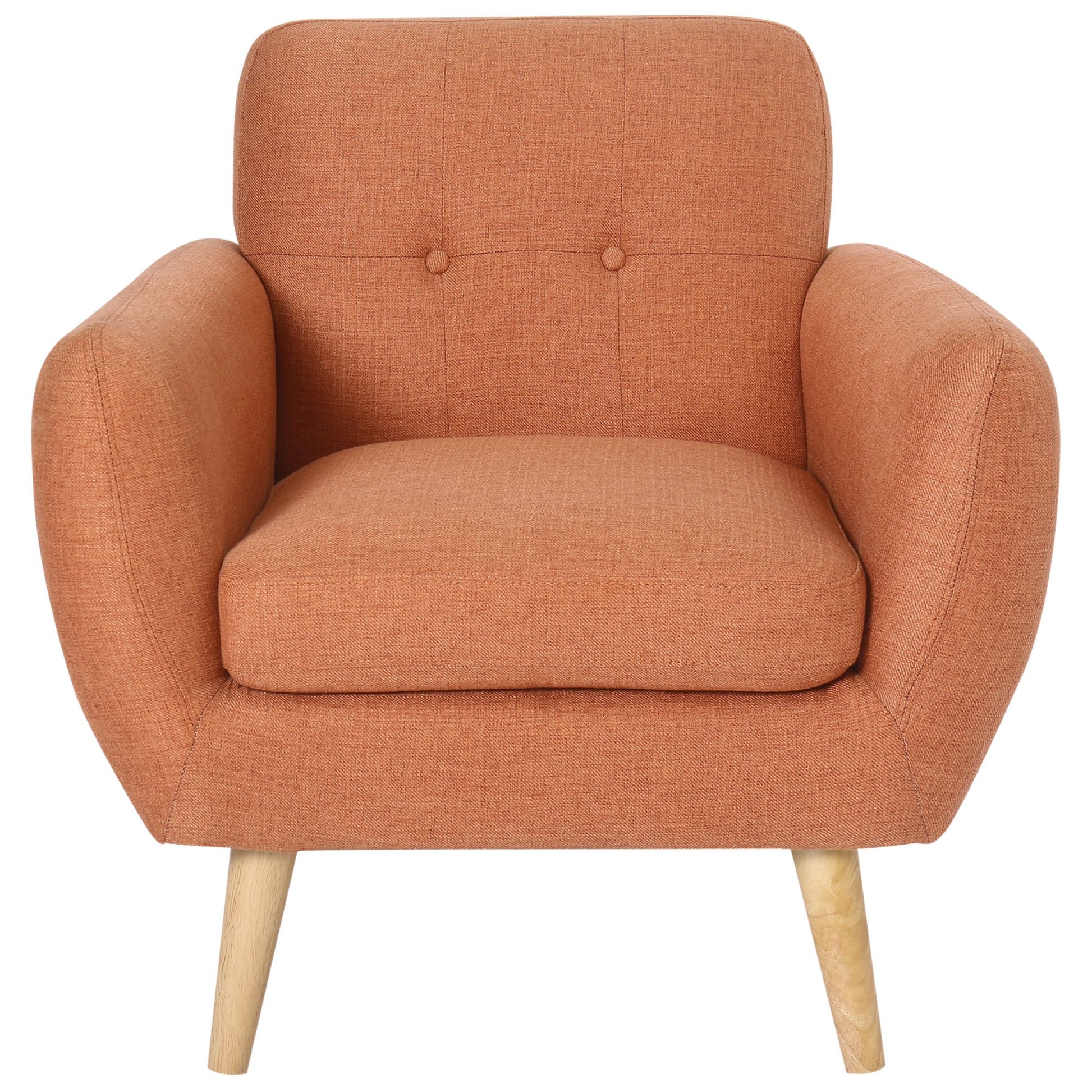 Dane Single Seater Fabric Upholstered Sofa Armchair Lounge Couch - Orange - Cosy Abode