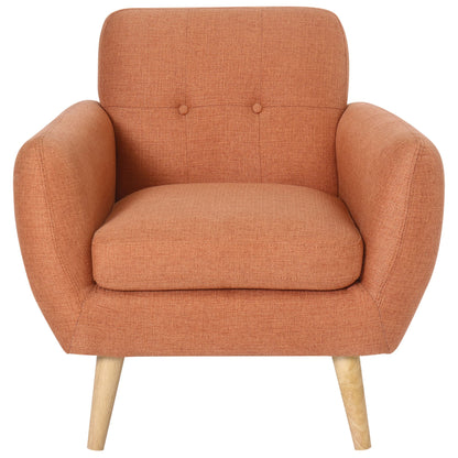 Dane Single Seater Fabric Upholstered Sofa Armchair Lounge Couch - Orange - Cosy Abode