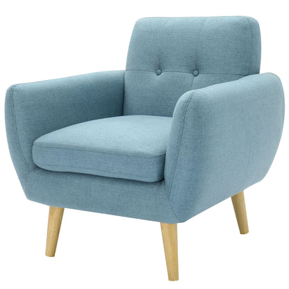 Dane Single Seater Fabric Upholstered Sofa Armchair Lounge Couch - Blue - Cosy Abode