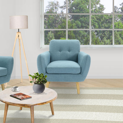 Dane Single Seater Fabric Upholstered Sofa Armchair Lounge Couch - Blue - Cosy Abode