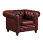 Max Chesterfield Armchair Single Seater Sofa Genuine Leather Antique Red - Cosy Abode