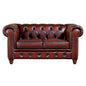 Max Chesterfield 2 Seater Sofa Lounge Genuine Leather Antique Red - Cosy Abode