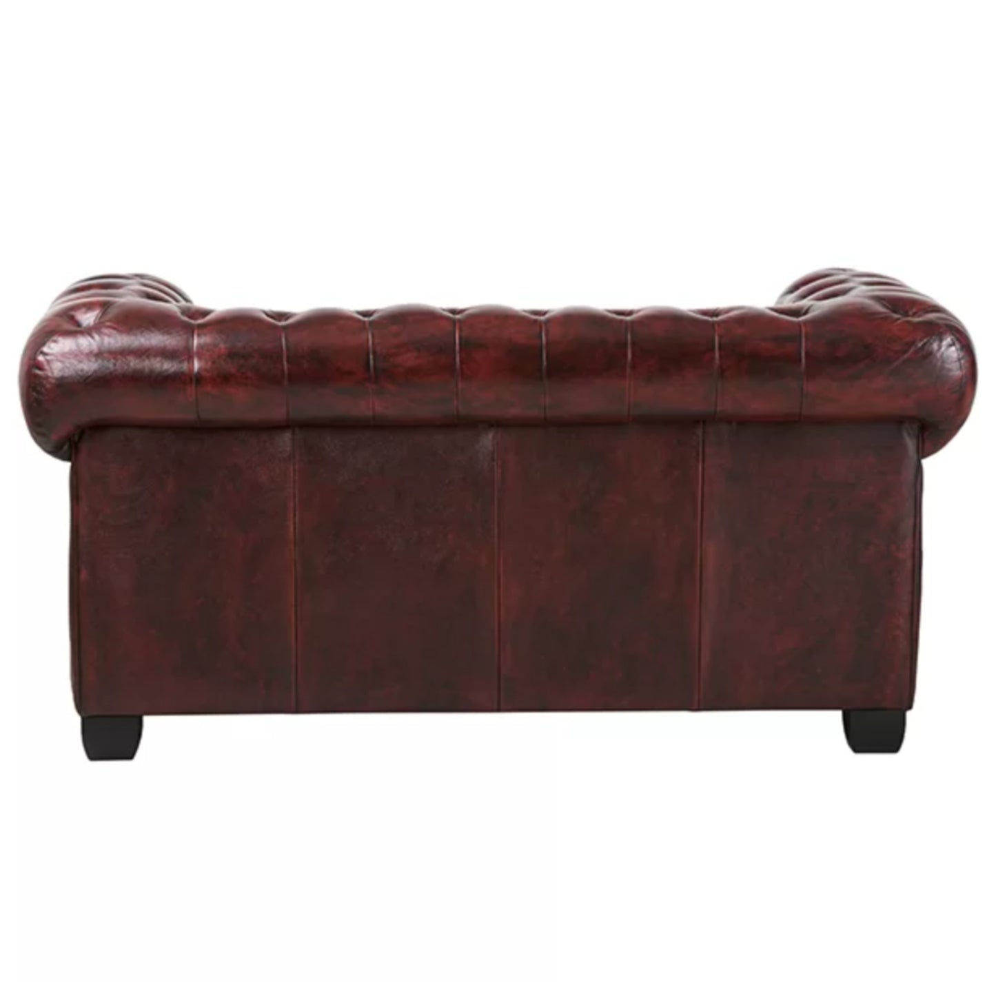Max Chesterfield 2 Seater Sofa Lounge Genuine Leather Antique Red - Cosy Abode