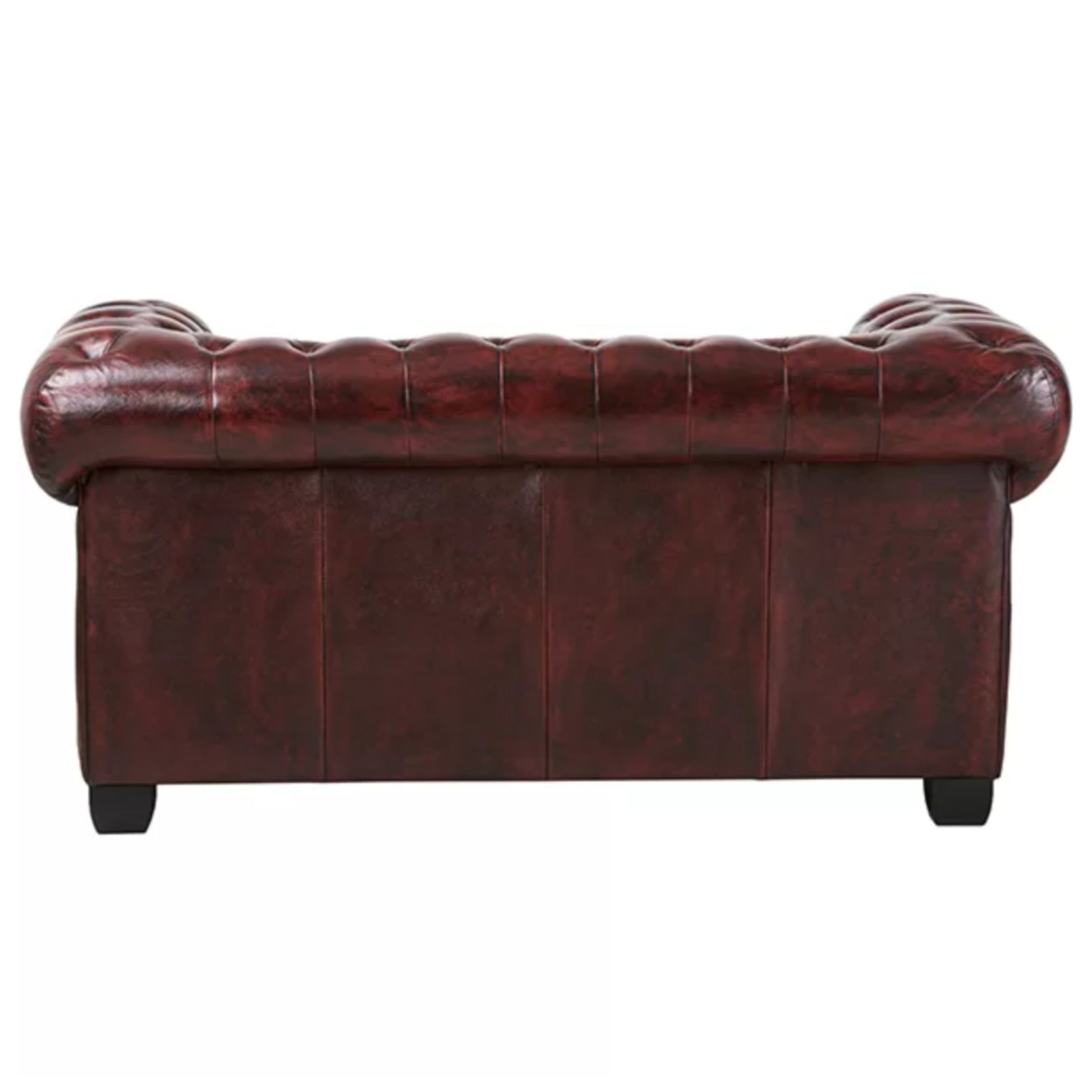 Max Chesterfield 2 Seater Sofa Lounge Genuine Leather Antique Red - Cosy Abode