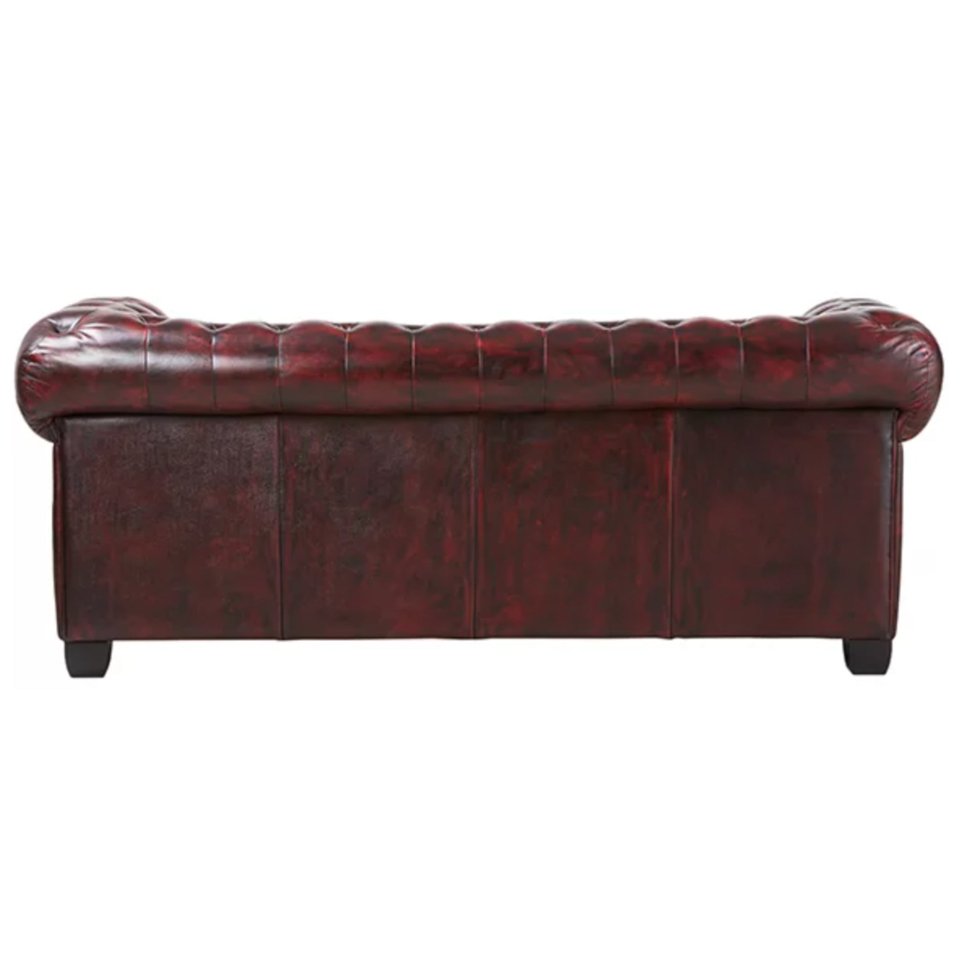 Max Chesterfield 3 Seater Sofa Lounge Genuine Leather Antique Red - Cosy Abode