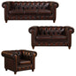 Max Chesterfield 1+2+3 Seater Sofa Set Lounge Genuine Leather Antique Brown - Cosy Abode