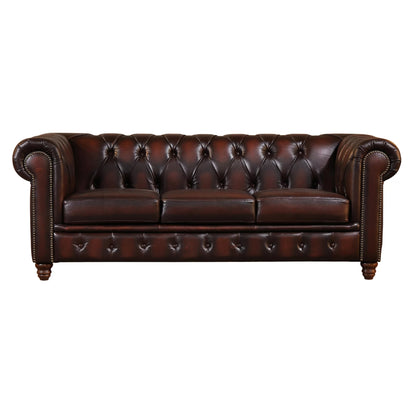 Max Chesterfield 1+2+3 Seater Sofa Set Lounge Genuine Leather Antique Brown - Cosy Abode