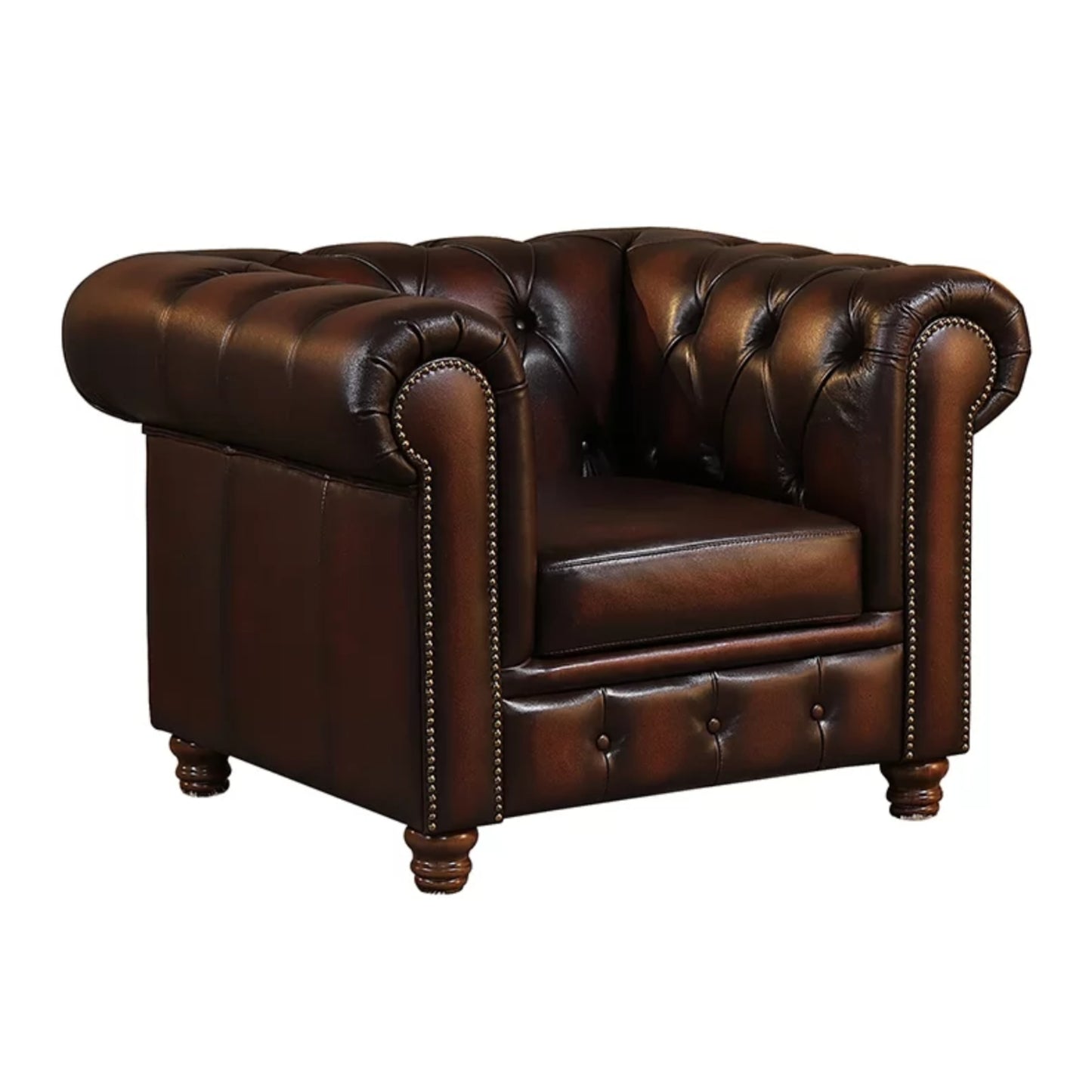 Max Chesterfield 1+2+3 Seater Sofa Set Lounge Genuine Leather Antique Brown - Cosy Abode